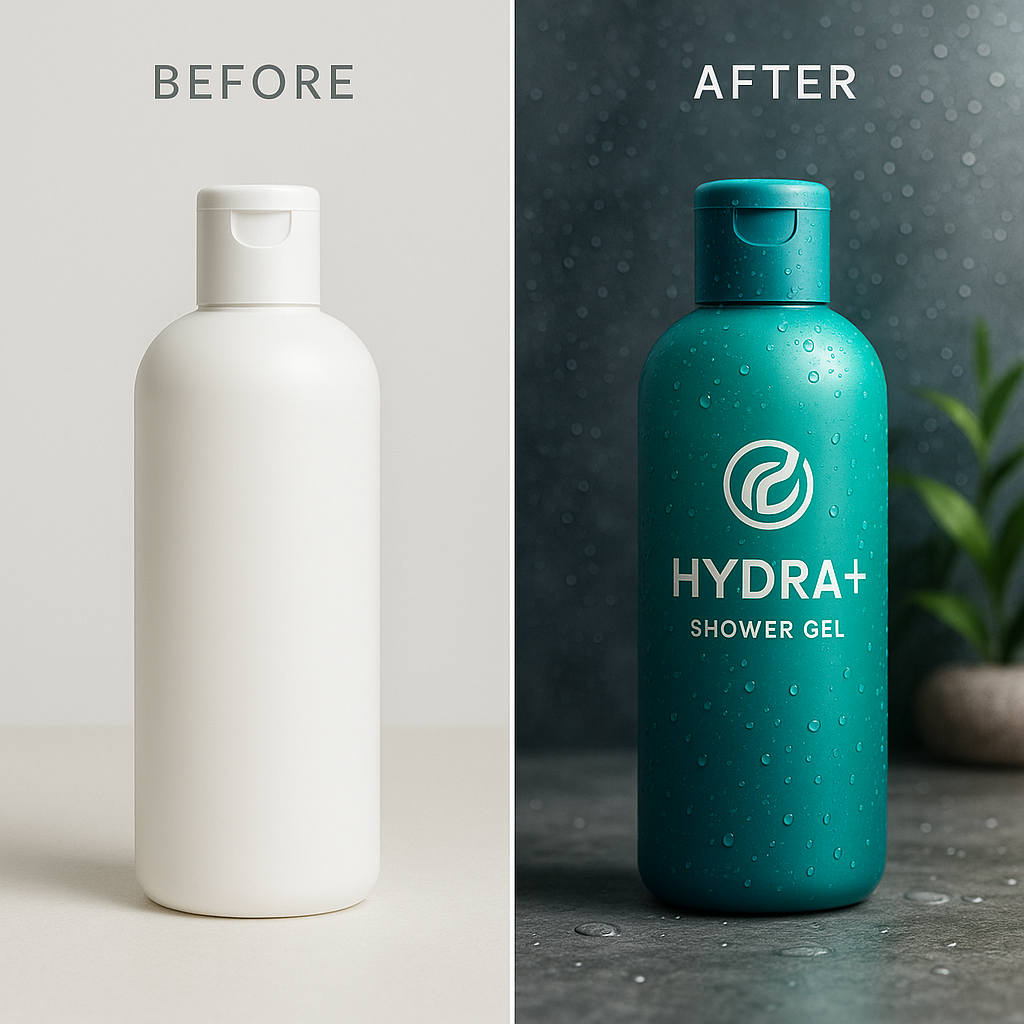 Before after image shower gel